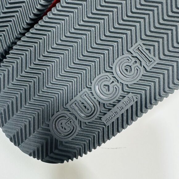 Gucci Agrado 37/ US 7 Rubber Web Slide Sandal Black Green Red Crisscross NIB - Picture 7 of 7